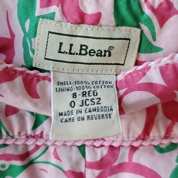 LL BEAN LOBSTER PINK GREEN COTTON SKIRT SIZE 8 PREPPY BRIGHT SUMMER BEACHY - Picture 5 of 9